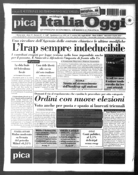 Italia oggi : quotidiano di economia finanza e politica